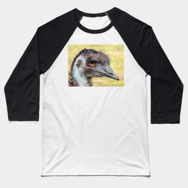 Emu close up Baseball T-Shirt by kathiemt